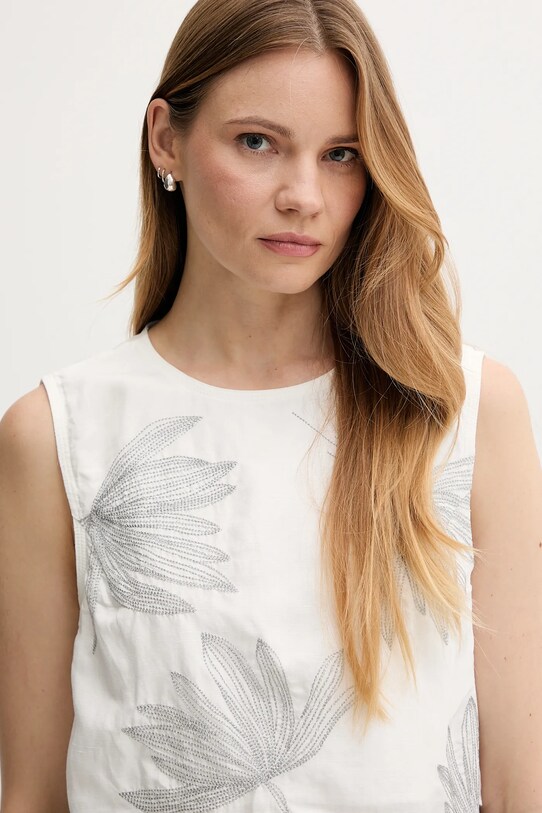 Sisley blusa in lino misto beige 5HZELH01L