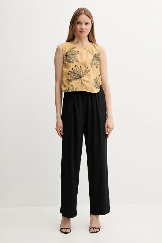 Sisley blusa in lino misto 5HZELH01L verde SS25