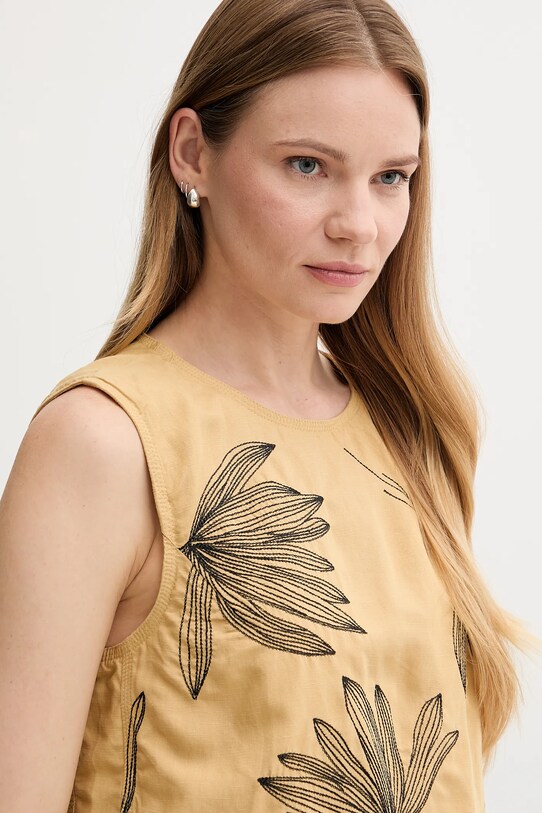 Sisley blusa in lino misto verde 5HZELH01L