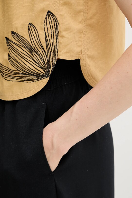 Sisley blusa in lino misto 5HZELH01L verde