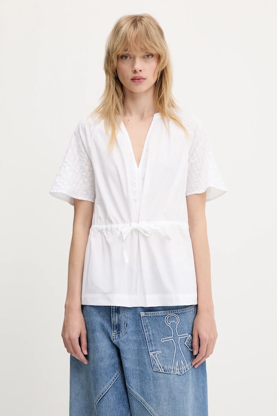 Хлопковая блузка Samsoe Samsoe Satoma casual белый F25100007