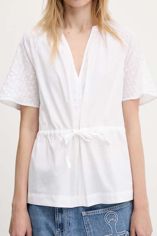 Хлопковая блузка Samsoe Samsoe Satoma белый F25100007