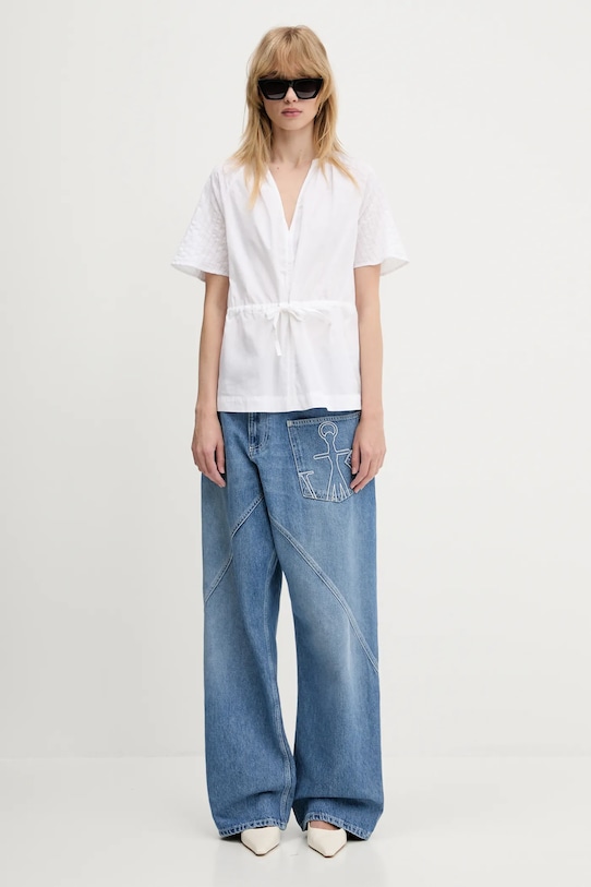 Bavlnená blúzka Samsoe Samsoe Satoma F25100007 biela