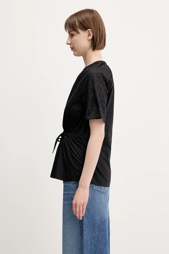 Samsoe Samsoe bluză din bumbac Satoma F25100007 negru SS25