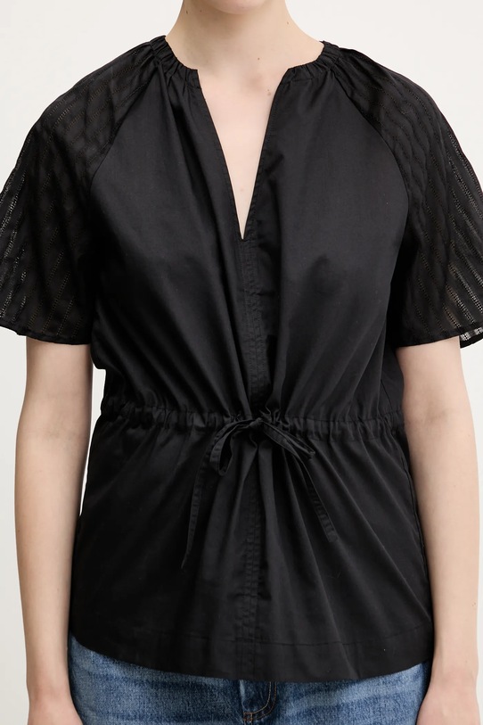 Бавовняна блузка Samsoe Samsoe Satoma чорний F25100007