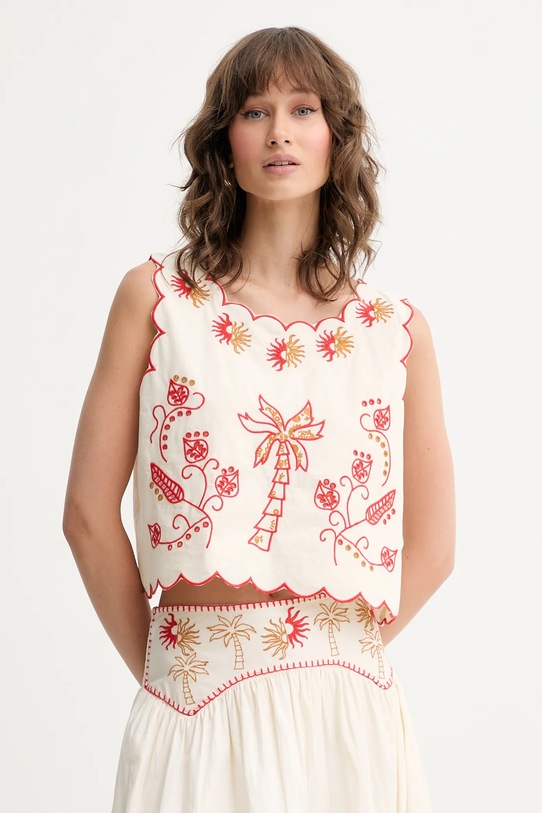 Never Fully Dressed bluzka bawełniana regular beżowy NFDTO1682