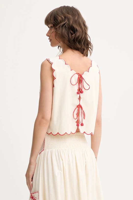 Odzież Never Fully Dressed bluzka bawełniana NFDTO1682 beżowy