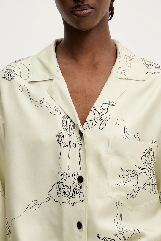 Копринена риза Nanushka VALLY бежов NW25SSTP31250