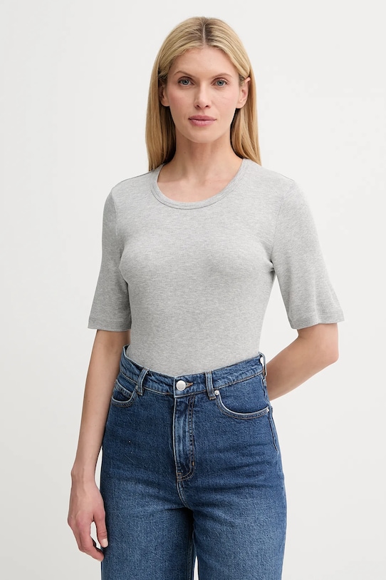 MUNTHE t-shirt MUTULA z elastanem szary 247112424769