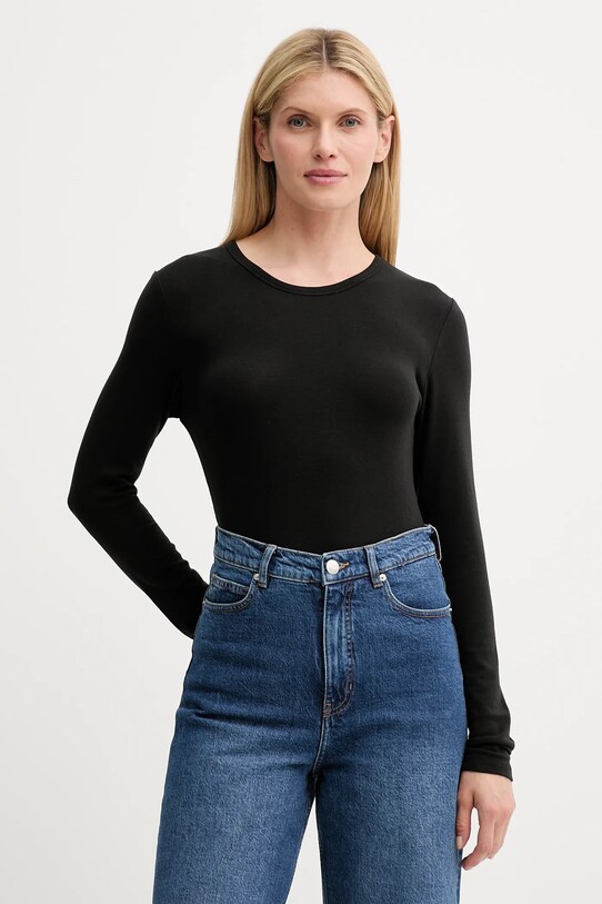 MUNTHE longsleeve z domieszką wełny LUTEST z elastanem czarny 247112724767