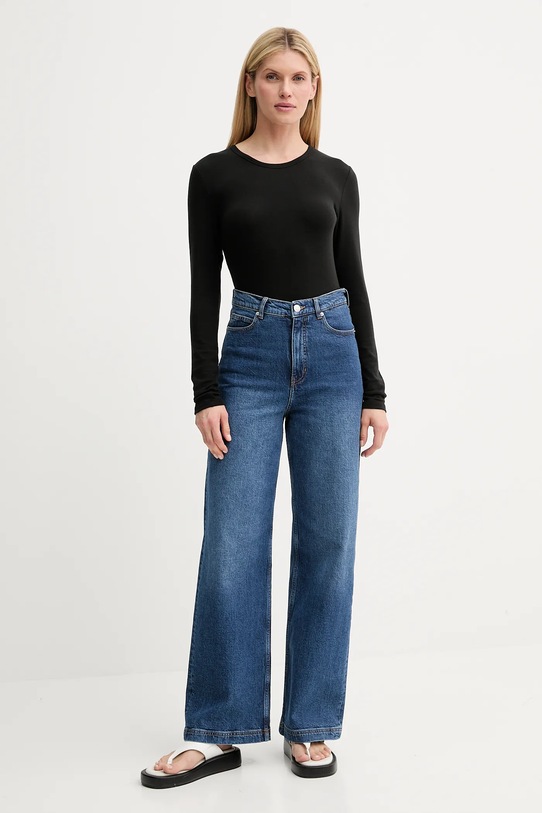 MUNTHE longsleeve z domieszką wełny LUTEST 247112724767 czarny SS25