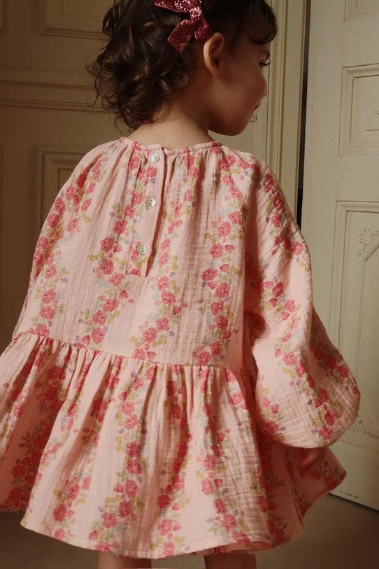 Детская хлопковая блузка Konges Sløjd COCO BLOUSE GOTS узор розовый KS102274