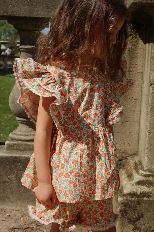 Konges Sløjd bluza de bumbac pentru copii VERBENA TOP GOTS cu modele portocaliu KS102297