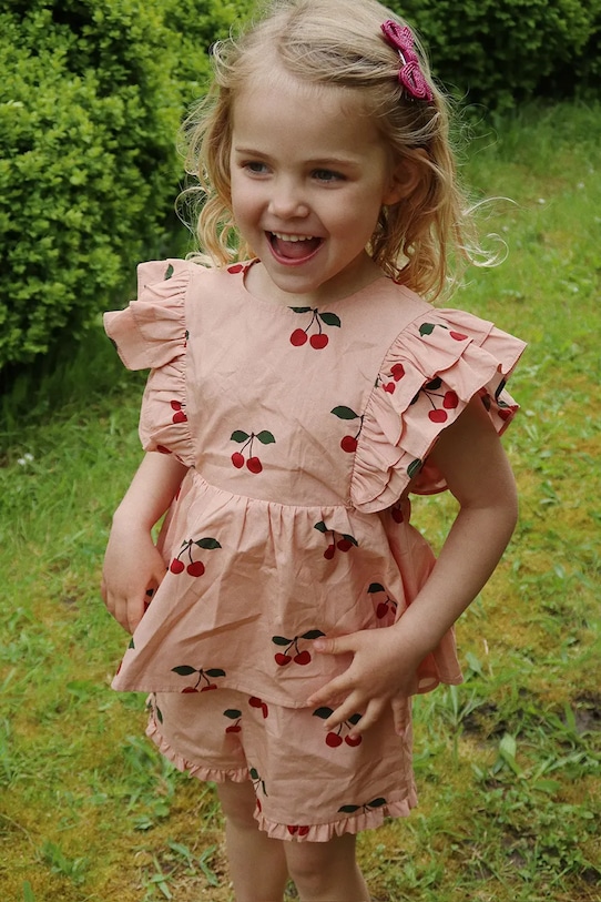 Konges Sløjd bluzka bawełniana dziecięca VERBENA TOP GOTS wzorzyste różowy KS102297