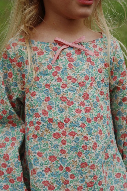 Detská blúzka Konges Sløjd ELIN BOW BLOUSE GOTS tyrkysová KS102432