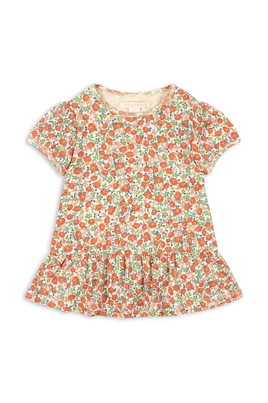 Detská bavlnená blúzka Konges Sløjd CLASSIC TEE GOTS kvetinový oranžová KS102548