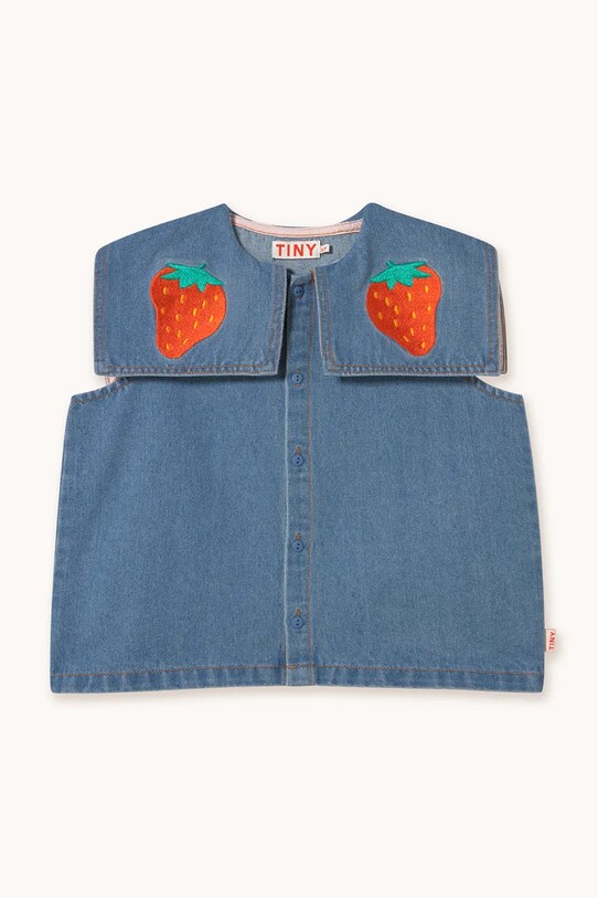 Tinycottons bluzka jeansowa dziecięca STRAWBERRIES BLOUSE SS25.248 niebieski SS25