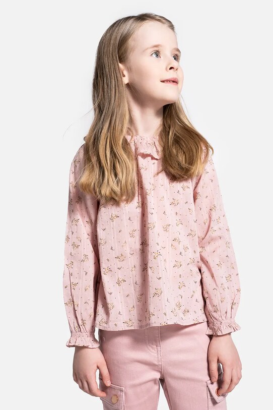 Dětská bavlněná halenka Coccodrillo květinový růžová WC5140101DGK