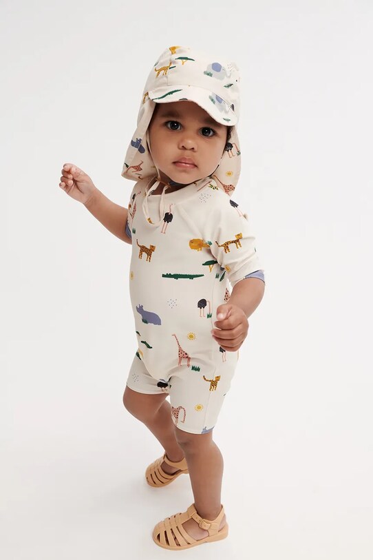 Liewood kostium kąpielowy niemowlęcy Thor Baby Swim Jumpsuit LW19672 beżowy