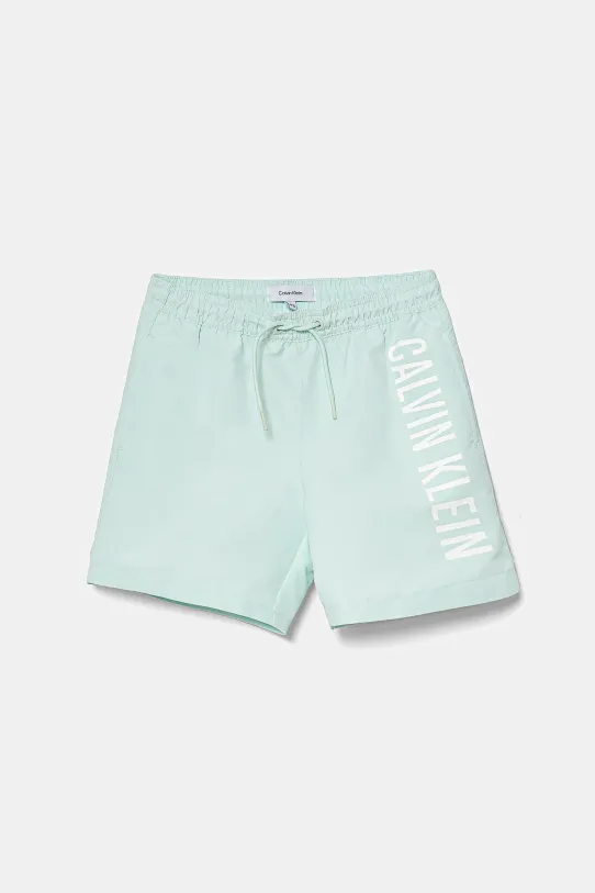 Detské plavkové šortky Calvin Klein Jeans Planet friendly tyrkysová KV0KV00053.PPYA