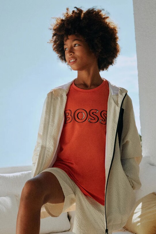 Παιδικό σορτς κολύμβησης BOSS μπεζ J51972.114.150