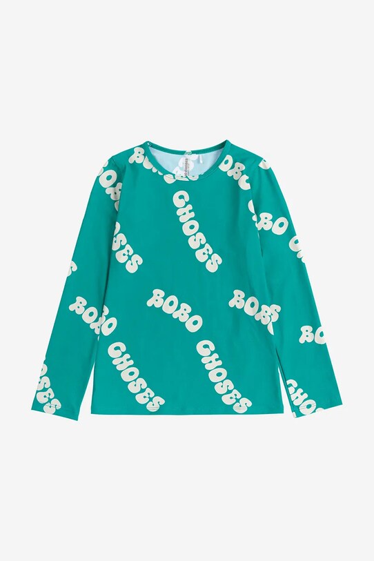 Plavecké tričko s dlouhým rukávem Bobo Choses Wavy 125AC111 tyrkysová SS25