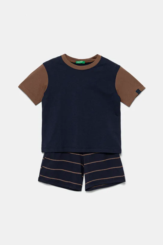 Детская хлопковая пижама United Colors of Benetton 2 шт узор тёмно-синий 30960P08R.G.Seasonal