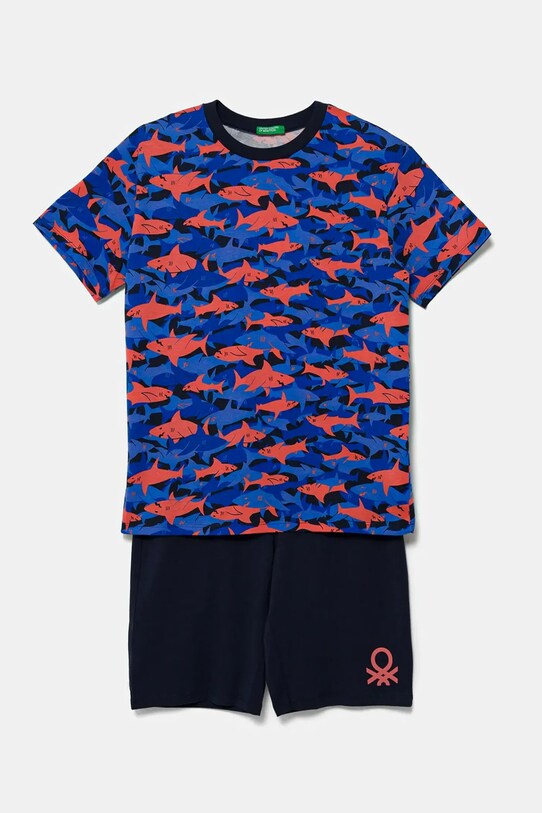 United Colors of Benetton gyerek pamut pizsama nyomtatásos sötétkék 3X0Y0P08Q.G.Seasonal