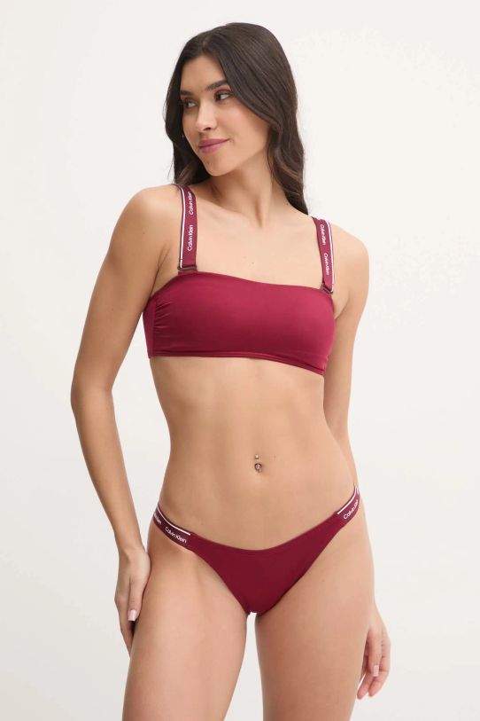 Plavková podprsenka Calvin Klein KW0KW02731 burgundské SS25