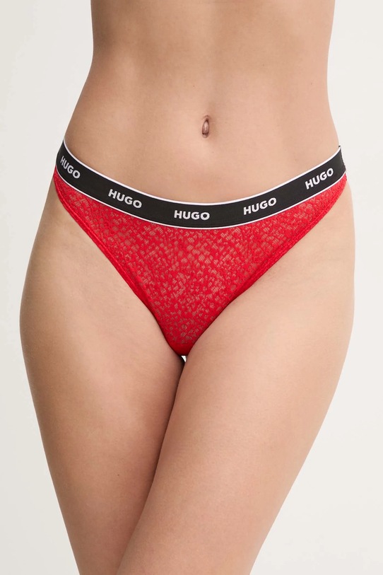 HUGO stringi wzorzyste czerwony 50535274