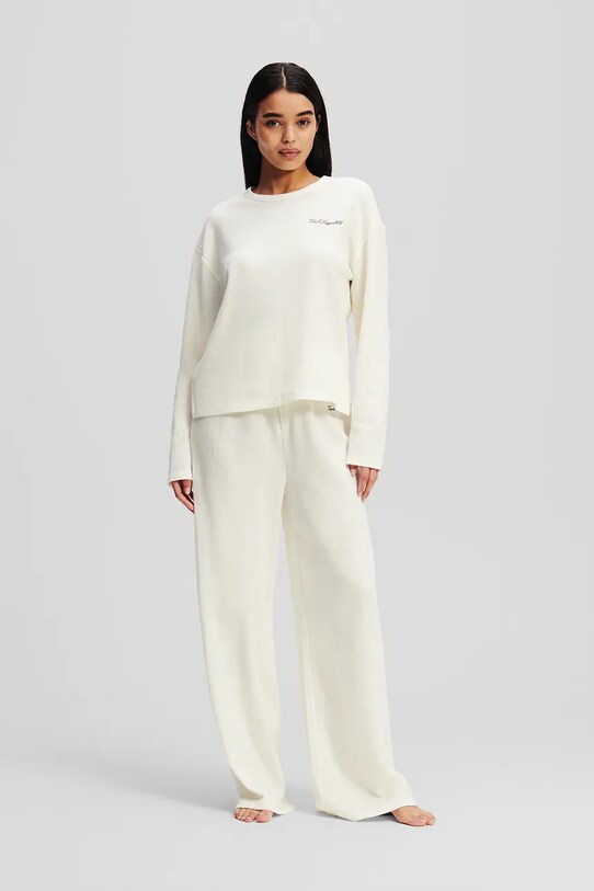 Karl Lagerfeld piżama bawełniana bawełna beżowy A1W45008
