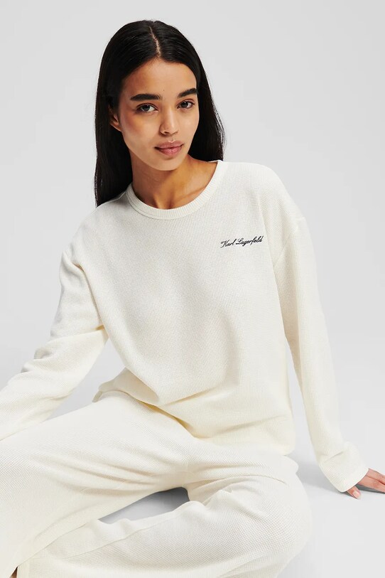 Karl Lagerfeld piżama bawełniana beżowy A1W45008