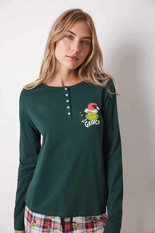 Bavlněné pyžamo women'secret GRINCH 3138653 zelená SS25