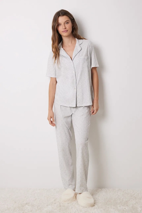 Bavlnené pyžamo women'secret DAILY FROSTED bavlna sivá 3598099