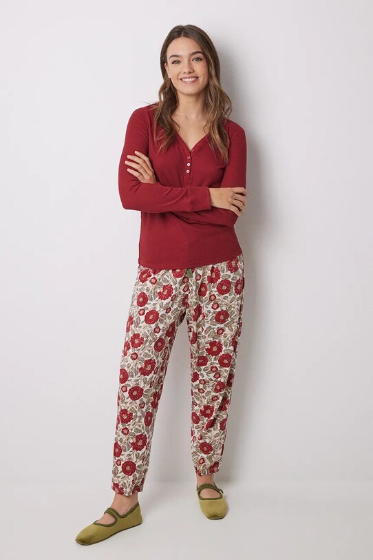 Хлопковые пижамные брюки women'secret MIX AND MATCH LOVE ACTUALLY 3708464 красный SS25