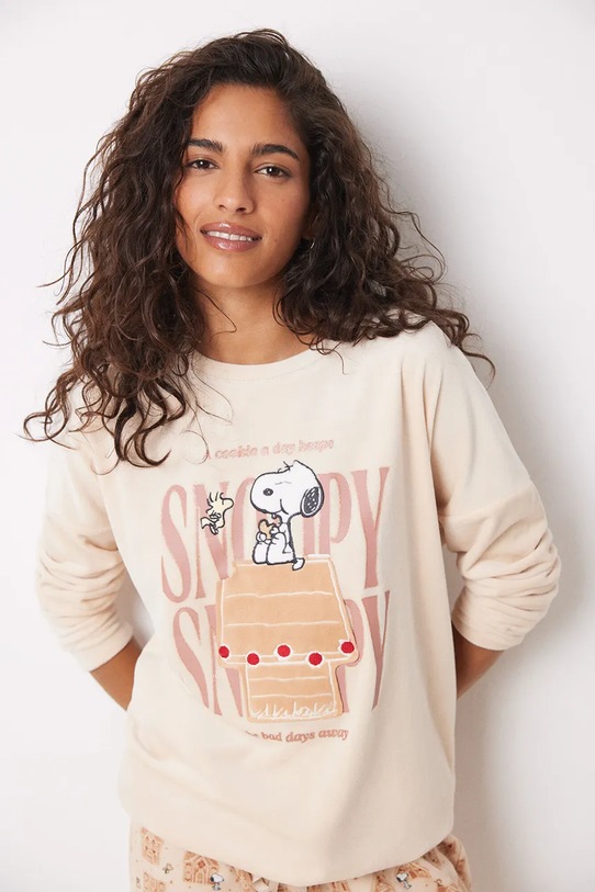 women'secret piżama SNOOPY 3138636 beżowy SS25