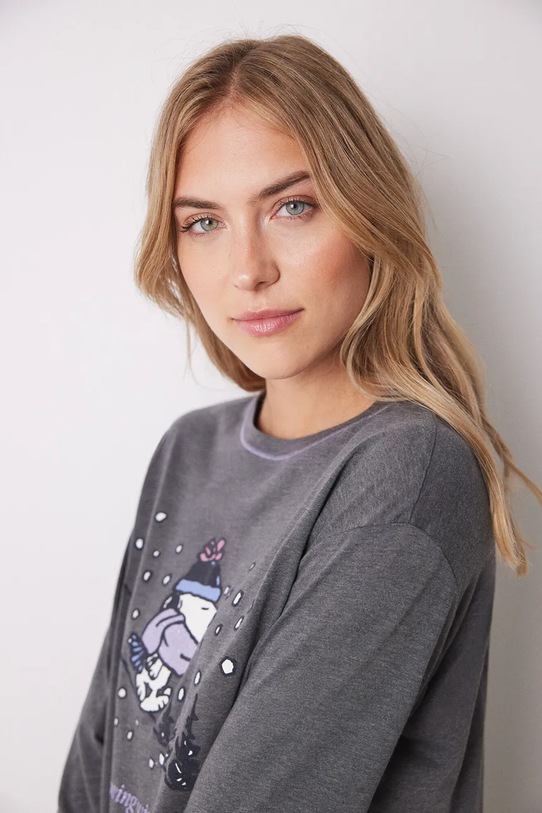 Oblečenie Pyžamo women'secret SNOOPY 3138617 sivá