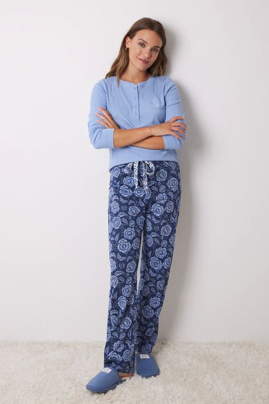 women'secret pijamale de bumbac MIX AND MATCH HAMPTONS fund albastru 3708463