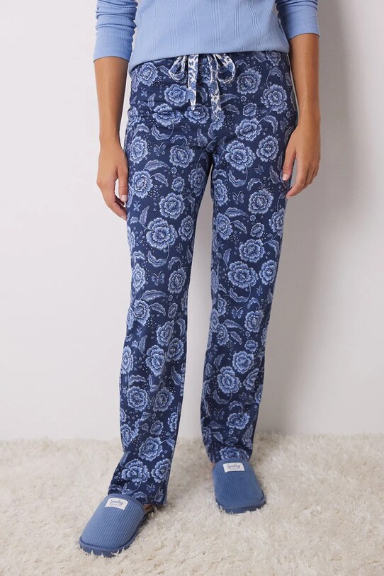 women'secret pantaloni de pijama de bumbac MIX AND MATCH HAMPTONS 3708463 albastru SS25