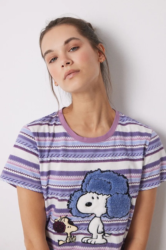 women'secret cămașă de noapte din bumbac SNOOPY 4448054 violet SS25