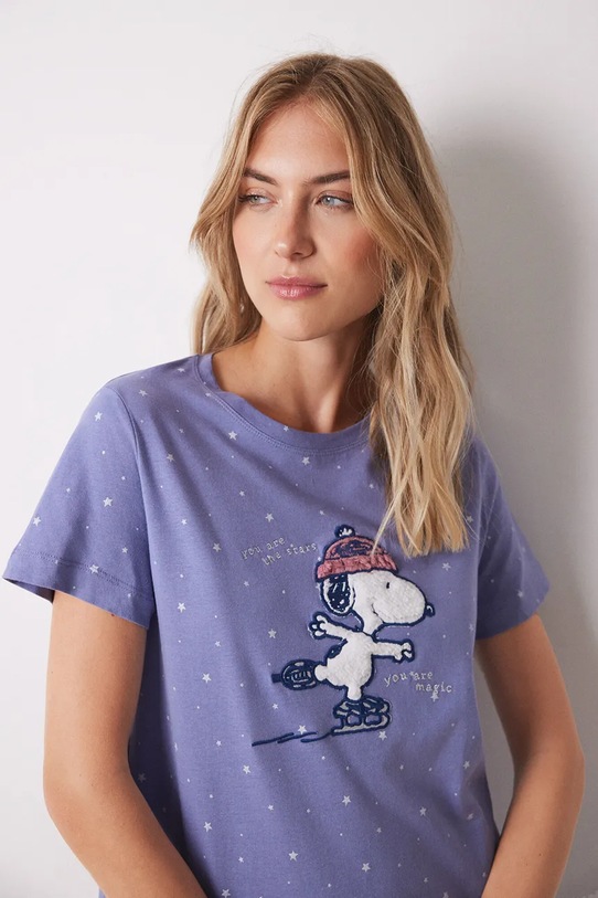 women'secret koszula nocna bawełniana SNOOPY 4448055 fioletowy SS25