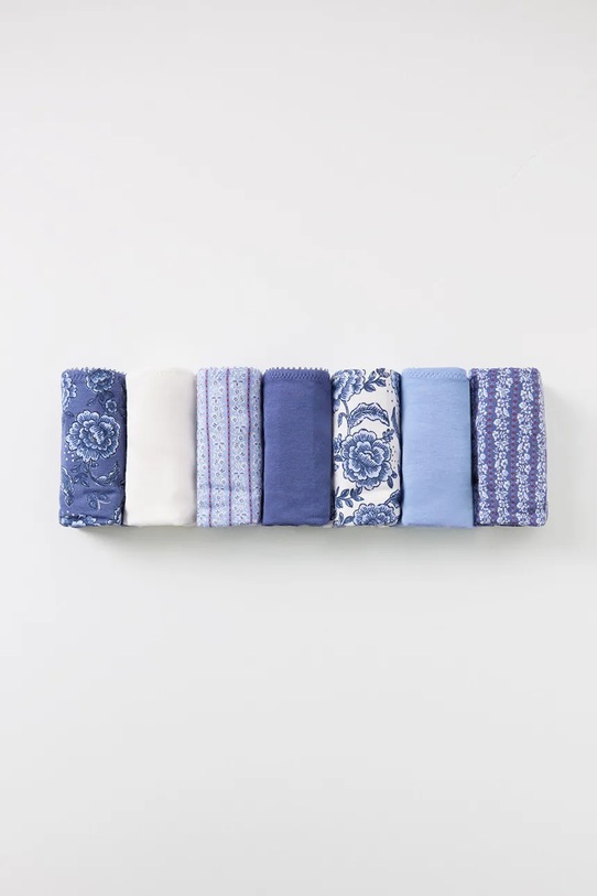 women'secret figi bawełniane 7-pack wzorzyste niebieski 4938305