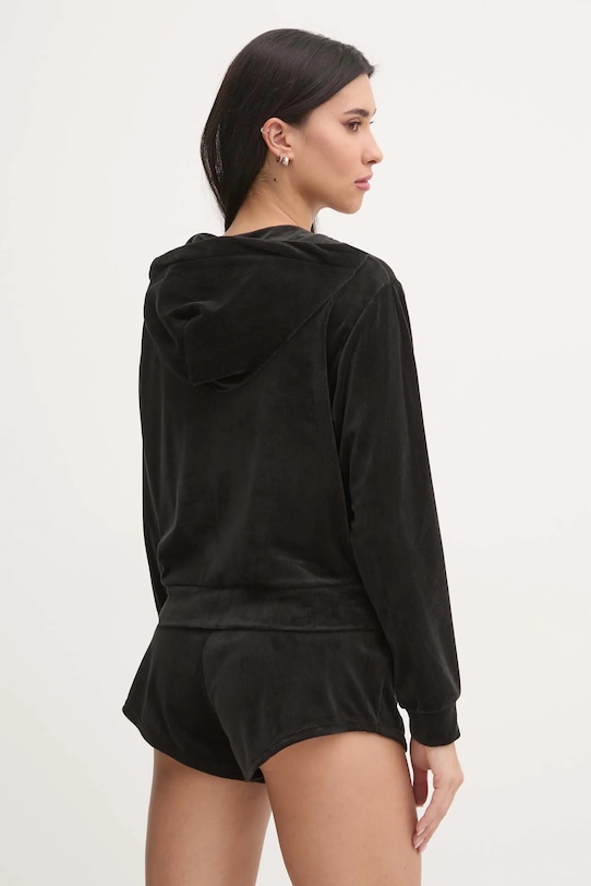 Μπλούζα πιτζάμας Juicy Couture LIV RIB VELOUR HOODIE JCLBJ125503 μαύρο SS25