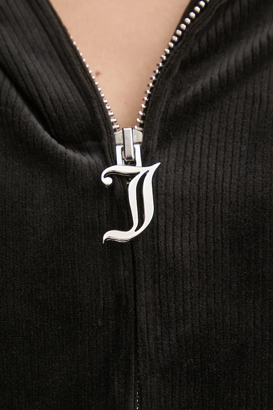 Μπλούζα πιτζάμας Juicy Couture LIV RIB VELOUR HOODIE μαύρο JCLBJ125503