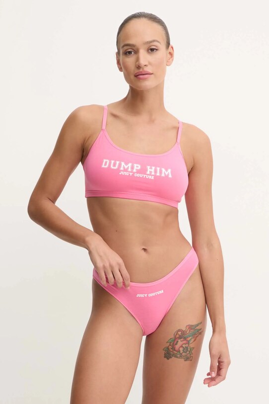 Juicy Couture sutien JUICY SLOGAN BRALETTE JCTBT125954 roz SS25