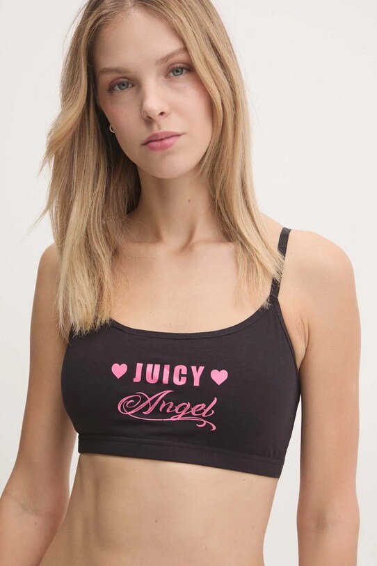 Juicy Couture biustonosz JUICY SLOGAN BRALETTE dzianina czarny JCTBT125954