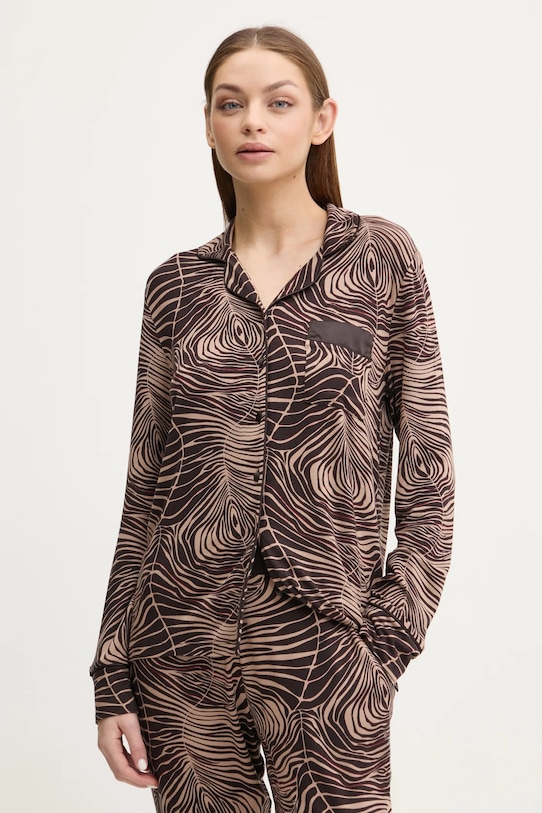 Chantelle koszula piżamowa dzianina brązowy FNB050