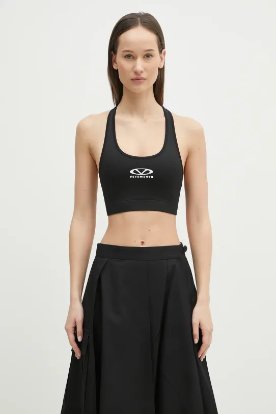 Спортен сутиен VETEMENTS Oval Logo меки черен WA66TO210B