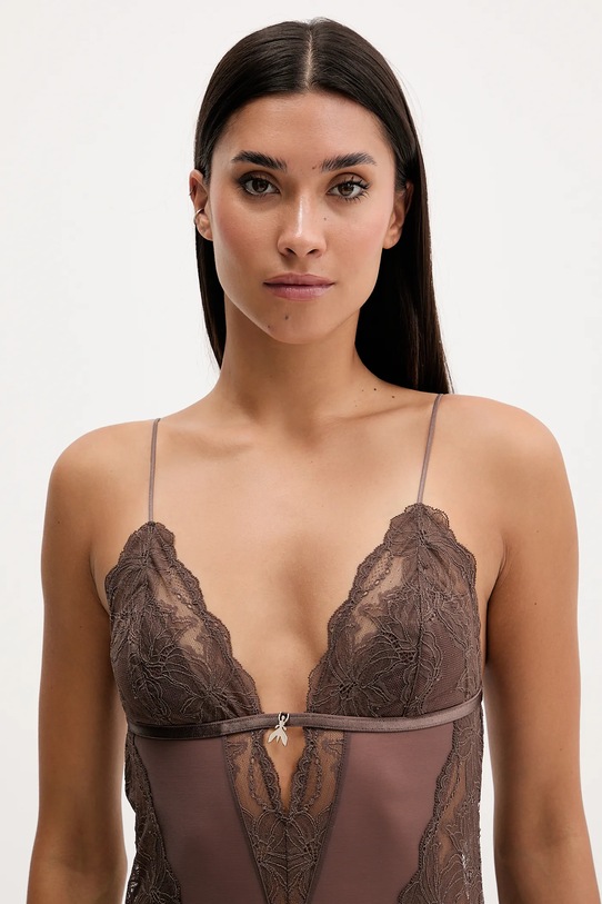 Ρούχα Patrizia Pepe Κορμάκι γυναικείο δαντελένιο 2I0143.A602 καφέ