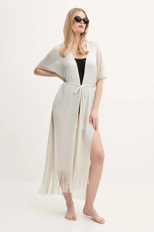 Plážový přehoz Max Mara Beachwear hladký béžová 2516691029600